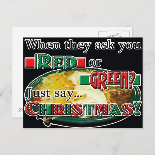 Rood of groen... of Kerstmis? Feestdagenkaart (Voorkant / Achterkant)