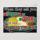 Rood of groen... of Kerstmis? Feestdagenkaart (Voorkant)