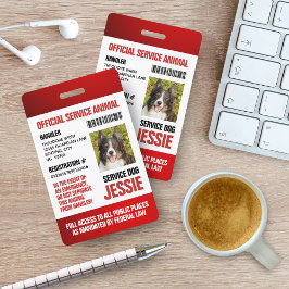 Rood Officiële Dienst Dier Aangepaste Foto ID Badge