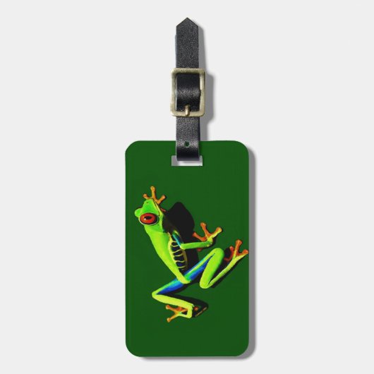 Rood-ogen groene kikker bagagelabel (Voorkant verticaal)