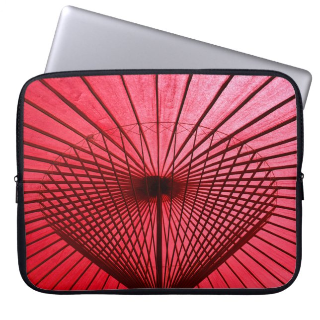 Rood oliepapier paraplu laptop sleeve (Voorkant)