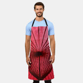 Rood oliepapier paraplu schort (Gedragen)