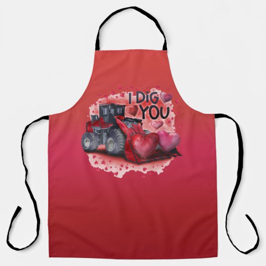 Rood-om-schoot Schort - Ik Graaf Je Valentine (Voorkant)