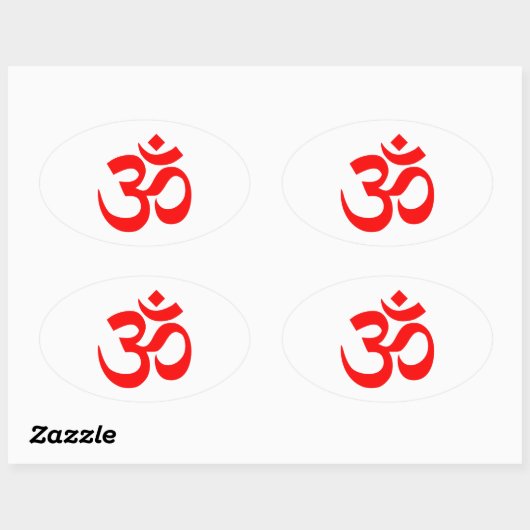 Rood OM-symbool Ovale Sticker (Vel)