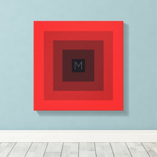 Rood omgekeerd 5-niveau Initiaal met piramide op m Canvas Afdruk (Insitu (Houten vloer))