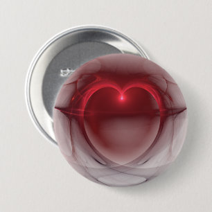 Rood Omlijnd Hart Zijdeachtig Zwart en Wit Ronde Button 7,6 Cm