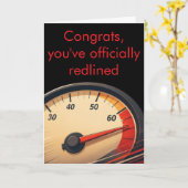 Rood omlijnde snelheidsmeter Grappig verjaardagson Kaart (Gele Bloem)