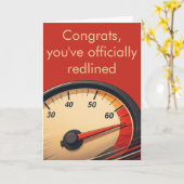 Rood omlijnde snelheidsmeter Grappig verjaardagson Kaart (Gele Bloem)