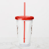 Rood omrand bruin hertengewei grote gewei acryl drinkbeker (Rechts)