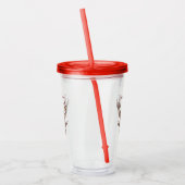 Rood omrand bruin hertengewei grote gewei acryl drinkbeker (Links)