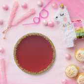 Rood ondergedompeld goud glitter glam sparkle part papieren bordje (Feest)