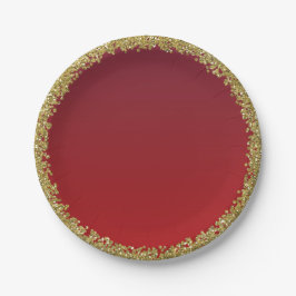 Rood ondergedompeld goud glitter glam sparkle part papieren bordje