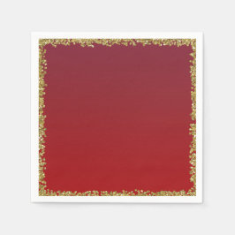 Rood ondergedompeld goud glitter glam sparkle part servet