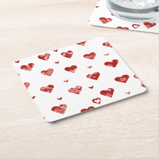 Rood Onderzetter met gladde harten (Schuin)