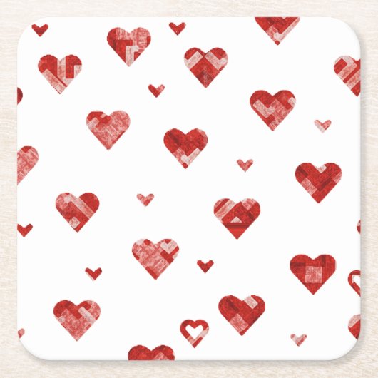 Rood Onderzetter met gladde harten (Voorkant)