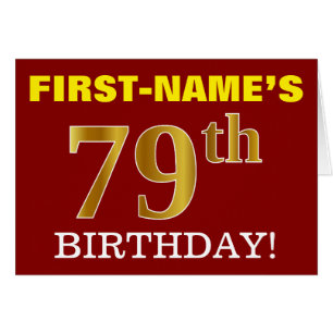 Rood, onecht goud "79th BIRTHDAY" - Birthday Kaart