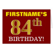 Rood, onecht goud "84th BIRTHDAY"-Kaart (Voorkant Horizontaal)