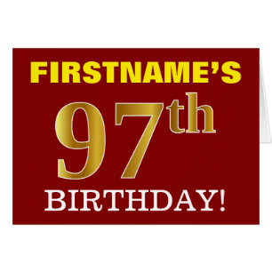 Rood, onecht goud "97th BIRTHDAY"-geboortedag Kaar