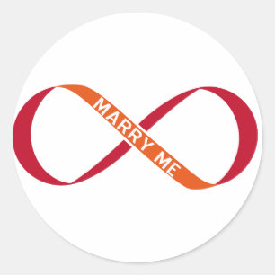 Rood oneindigheidsteken met Marry Me Tekst Ronde Sticker
