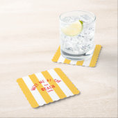 Rood Ontmoet Mij Op Het Strand Geel Cabana Stripe Kartonnen Onderzetters (Insitu)