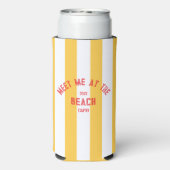 Rood Ontmoet Mij Op Het Strand Geel Cabana Stripe Seltzer Blikjeskoeler (Seltzer Achterkant)