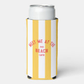 Rood Ontmoet Mij Op Het Strand Geel Cabana Stripe Seltzer Blikjeskoeler (Seltzer Voorkant)