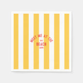 Rood Ontmoet Mij Op Het Strand Geel Cabana Stripe Servet (Voorkant)