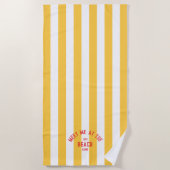 Rood Ontmoet Mij Op Het Strand Geel Cabana Stripe Strandlaken (Voorkant)
