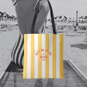 Rood Ontmoet Mij Op Het Strand Geel Cabana Stripe Tote Bag
