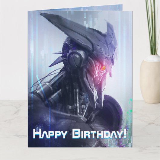 Rood-oog: Menacing Sci-Fi Dystopian Assasin Droid Kaart (Voorkant)