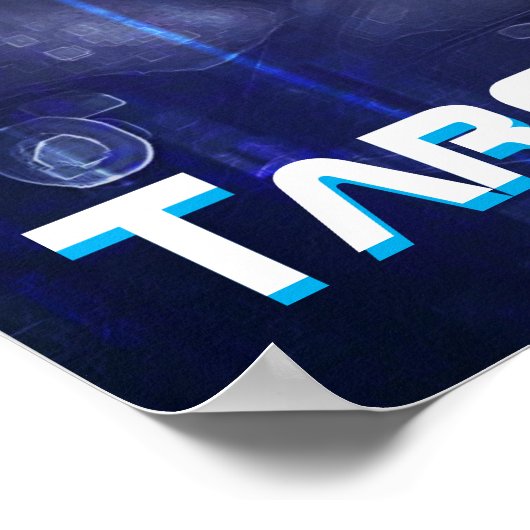 Rood-oog: Menacing Sci-Fi Dystopian Assasin Droid Poster (Hoek)