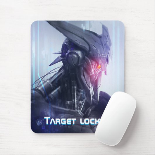 Rood-oog: met sci-Fi Dystopian Assasin Droid G Muismat (Met muis)