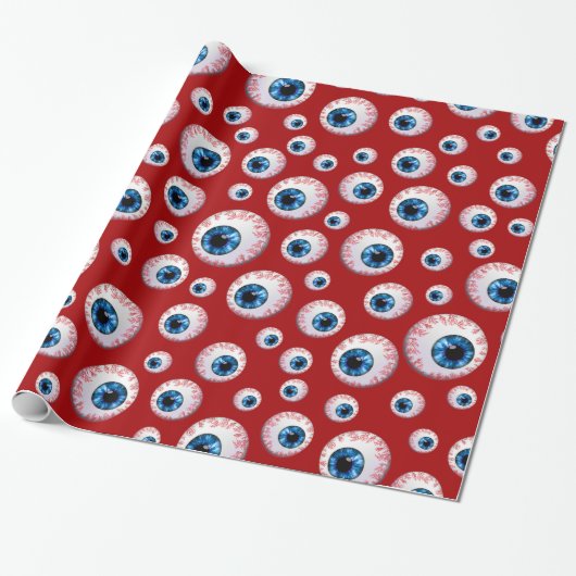 Rood oogbolpatroon cadeaupapier (Uitgerold)