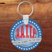 Rood op blauw Sleutelhanger tegen Tea Party (Voorkant)