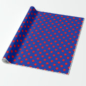 Rood op blauwe stippen patroonontwerp  cadeaupapier (Uitgerold)