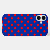 Rood op blauwe stippen patroonontwerp  Case-Mate iPhone case (Achterkant (horizontaal))