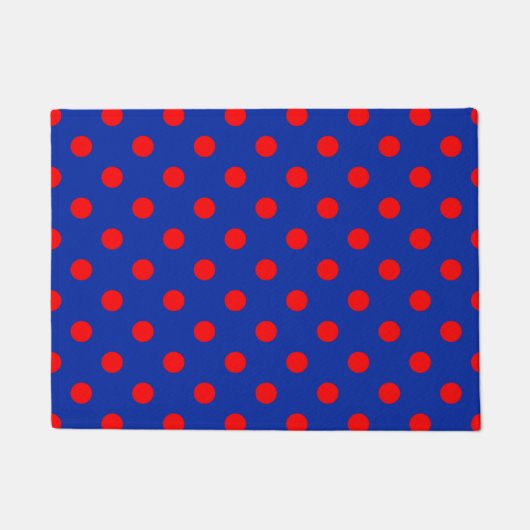 Rood op blauwe stippen patroonontwerp  deurmat (Voorkant)