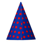 Rood op blauwe stippen patroonontwerp  feesthoedjes (Achterkant)