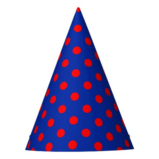 Rood op blauwe stippen patroonontwerp  feesthoedjes (Voorkant)