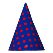Rood op blauwe stippen patroonontwerp  feesthoedjes (Rechts)