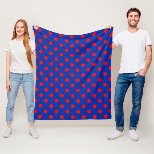 Rood op blauwe stippen patroonontwerp  fleece deken