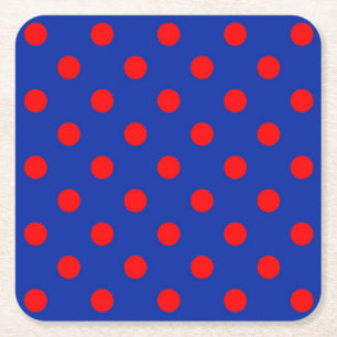 Rood op blauwe stippen patroonontwerp kartonnen onderzetters