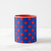 Rood op blauwe stippen patroonontwerp mok (Midden)