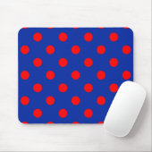 Rood op blauwe stippen patroonontwerp muismat (Met muis)