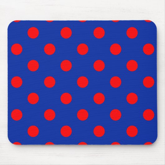 Rood op blauwe stippen patroonontwerp muismat (Voorkant)
