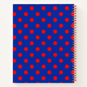 Rood op blauwe stippen patroonontwerp  notitieboek (Achterkant)