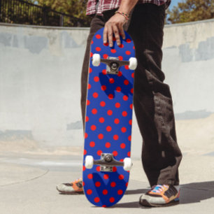 Rood op blauwe stippen patroonontwerp  persoonlijk skateboard