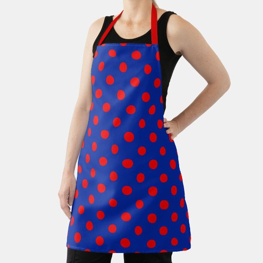 Rood op blauwe stippen patroonontwerp  schort