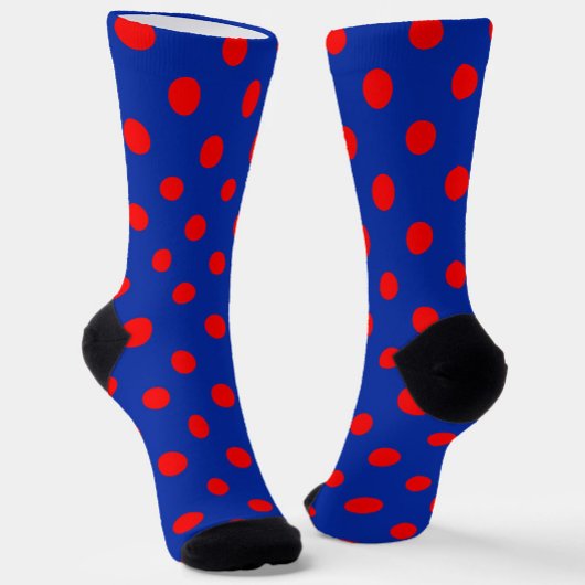 Rood op blauwe stippen patroonontwerp sokken
