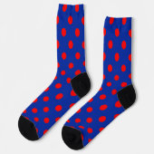 Rood op blauwe stippen patroonontwerp sokken (Links)